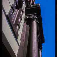          Color slide of detail view of portico, pillars, pediment and façade at 84 Washington on the corner of Washington and Newark picture number 1
   