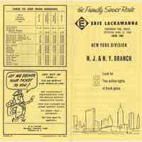 Timetable: Erie Lackawanna Railway, Suburban Time Tables, N.Y.Division, N.J. & N.Y. Branch, eff. Apr. 27, 1969.