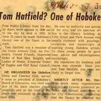 Newsclipping: "Profile: Who was Thomas Hatfield? One of Hoboken