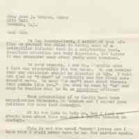 Typed letter to Hoboken Mayor Grogan from Florence Miller re infested trees and her treatment at City Hall when requesting help, May 26, 1959.