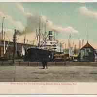 Postcard: View along the Docks showing Steam Ships, Hoboken, N.J. No date, circa 1901-1907; unposted.