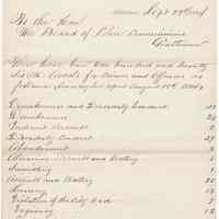 Report: Police Dept., number of arrests & disposition from Aug.25, 1884 to date (Sept. 29, 1884), Hoboken, Sept. 29, 1884.