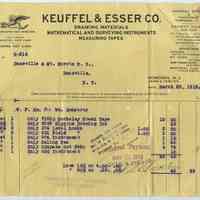 Invoice from Keuffel & Esser Co., Hoboken, N.J., March 29, 1918 for products sold to Dansville & Mt. Morris R.R., Dansville, N.Y.; paid May 24, 1918. Child labor notice.