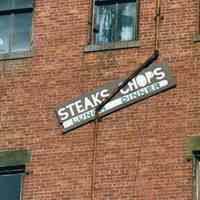 Color photo of sign: Steak Chops Lunch Dinner at 38 Jackson Street, Hoboken, Jan. 3 & 4, 2002.