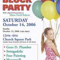 Poster: Thank You Block Party. St. Mary Hospital Coalition. Oct. 14, 2006.