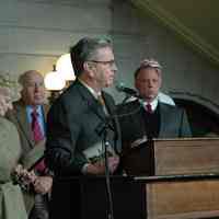 Digital images, 15, of ceremony at NJ Transit celebration of the Centennial of Lackawanna Terminal, Hoboken, Feb. 23, 2007.