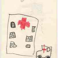 Thank you cards, 6, by schoolchildren for Saint Mary Hospital workers, Hoboken, Sept., 2001.