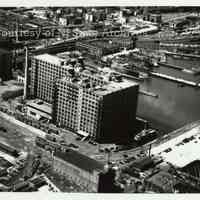 B+W aerial photo of Standard Brands building (Lipton Tea), 15th & Washington Sts., Hoboken Division, July 20, 1951.