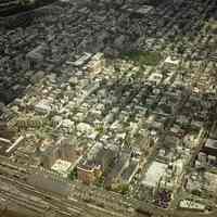 Digital reference image of color aerial view of Hoboken, June 6, 2003. Image number 8575. Photographer, Lee Ross, "Aerial Photography by Rosspilot."