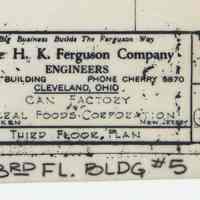 Third Floor Plan, Can Factory, Maxwell House Coffee Plant, Hoboken, 1939. Drawing 797 G103.