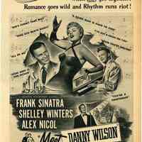 Ad, magazine: Meet Danny Wilson. Starring: Frank Sinatra, Shelley Winters, Alex Nicol. Universal-International, 1952.