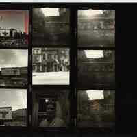 B+W negative contact sheet of images of Hoboken taken by John Conn. no date, [1976].