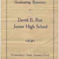 Program: Graduating Exercises of David E. Rue Junior High School, Hoboken, June 26, 1929.