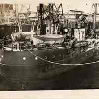 B+W photo of Russian fishing trawler S