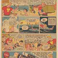 Ad, Tootsie Roll: Captain Tootsie to the Rescue. (Sweets Co. of America, Hoboken); ca. 1948.