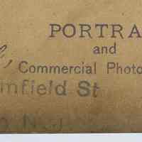          detail back of mount: imprint & photographer's inkstamp with address
   