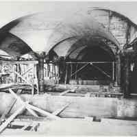 B+W copy photo of a photo of arches under construction inside the Hoboken Terminal of Hudson & Manhattan Rail Road, Hoboken, June 20, 1906 or 1907.