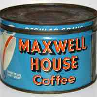 Can: Maxwell House Coffee, 1 lb., Regular Grind, Hoboken, n.d. ca. 1950-1960.