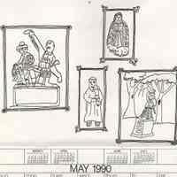          May 1990: portraits, religious figure, monument
   