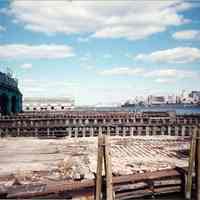 Color photo of the NJ Transit Terminal eastern facade, Hoboken 1989.