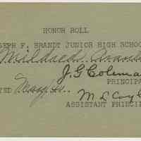          enclosure: May 1940 honor roll card - Mildred Avantario
   