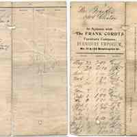 Sales/account record of a Mrs. Bracken(?) at The Frank Cordts Furniture Co. 111 & 133 Washington St., Hoboken, N.J. N.d., ca. 1892-1895.