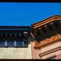          Color slide of detail view of cornice, brackets and frieze at 700 and 702 Hudson on the NW corner with 7th picture number 1
   