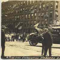 Fascimile (color photocopy) of a real photo postcard. 4th of July Celebration, Hoboken, N.J. 1912.