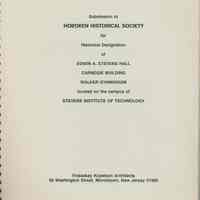 Submission (report) to Hoboken Historical Society (sic) for Historical Designation of 3 buildings on the campus of Stevens Institute of Technology.