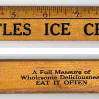 Wood ruler, 12", advertising Castles Ice Cream, (Hoboken), no date, circa 1930-1950.