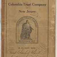 Bankbook: Columbia Trust Company of New Jersey, Hoboken, N.J.; account holder First Church of Christ, Scientist, Hoboken, 1920-1926.