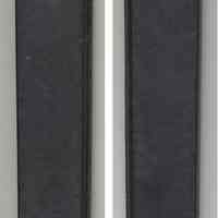          black leather case (sheath): front with blind logo on flap; back
   