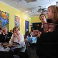 Digital copy of color photo of food tour members inside Zafra Kitchen, 301 Willow Ave., Hoboken, Oct. 18, 2003.