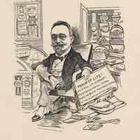 Caricature of Julius Lambert, [Hoboken, n.d., ca. 1907-1916]. From album, "Just for Fun"; archives catalogue 2005.018.0001.