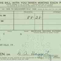 Eleven City of Hoboken property tax bills from 1949-1973 to the Estate of James Miller for 716 Bloomfield St., Hoboken.