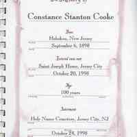          3rd printed leaf: In Memory of Constance Stanton Cooke
   