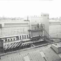 Digital image of B+W photo of former Maxwell House Coffee plant exterior, Silo Building, Hoboken, 2003.