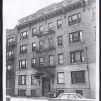 B&W photo of apartment building at 11 Lexington Avenue, Jersey City.
