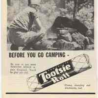 Ad for Tootsie Roll and Boy Scouts. Probably from scouting magazine, Boy