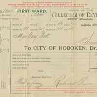 City of Hoboken Tax Bills numbers 1001, 1002, 1003 for 1893 for property at 155, 157 and 159 Second St.