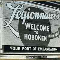          photo 4, lower right: painted wall sign, Legionnaires, Welcome to Hoboken
   