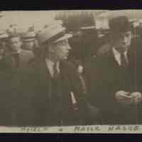 B&W photo of an unidentified man with Mayor Frank Hague.