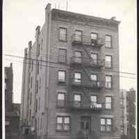 B&W photo of apartment building at 831 Clinton Street, Hoboken