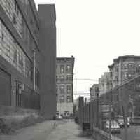 Digital image of B+W photo of former Maxwell House Coffee plant exterior, Can Factory, Hoboken, 2003.