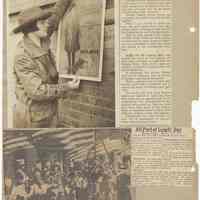          leaf 47 back: newsclippings 1962; photo 1920s putting up building poster
   