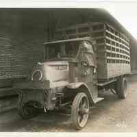 B+W photos, 6, of Henry Martin Trucking vehicle at D.L. & W. freight building, Ferry St., Hoboken, March 5, 1932.