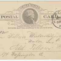 Digital image of postcard posted in Hoboken to addressee at Odd Fellows Hall, 172-174 Washington St., Hoboken, no date, ca. 1900-1910.