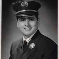 B+W photo of Captain Richard Tremitiedi, Hoboken Fire Dept., Hoboken, April 1,1965.