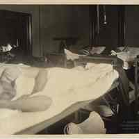 B+W photo of men sleeping in bunk beds at the Hoboken YMCA, Hoboken, n.d., ca. 1918-1921.