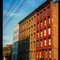 Color slide of eye-level view of row houses on Garden between Newark & 1st